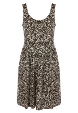 Womens Brown Animal Print Beach Dress £16