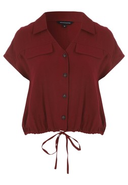 Womens Burgundy Drawstring Hem Utility Shirt £22.00