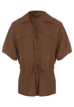 Womens Chocolate Brown Drawstring Utility Shirt £22