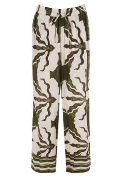 Womens Green Abstract Print Wide Leg Trousers £18