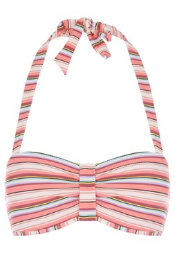 Womens Peach Stripe Bandeau Bikini Top £15