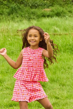 Younger Girls Pink Gingham Bow Top and Shorts Set £12 2