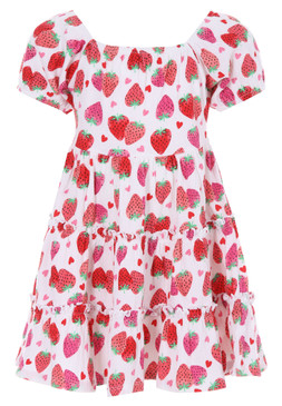 Younger Girls Red Strawberry Tiered Dress £10