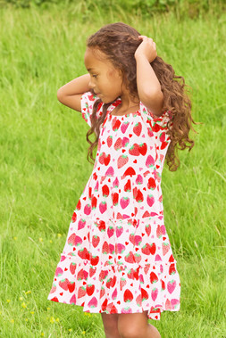 Younger Girls Red Strawberry Tiered Dress £9 1