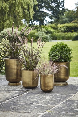 OUTDOOR HAMPTON ANTIQUE BRASS METAL PLANTERS &pound;34.99: &pound;54.99 & OUTDOOR HAMPTON ANTIQUE BRASS METAL URN &pound;89.99: &pound;79.99