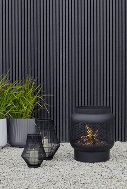VENERE LANTERN BLACK WITH GLASS INSERT H34CM W26CM &pound;59.99 & VENERE LANTERN BLACK WITH GLASS INSERT H46CM W35.5CM &pound;99.99