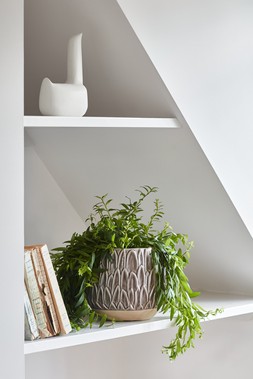 Arles Leaf Embossed Mocha Planter H17cm W18cm &pound;24.99