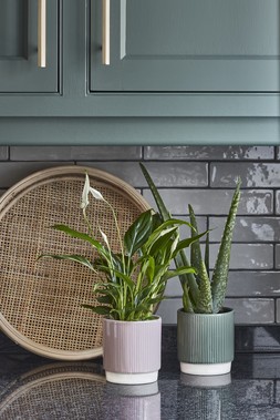 Athens Reactive Glaze Ribbed Planter Green H10.5cm D10cm &pound;9.99