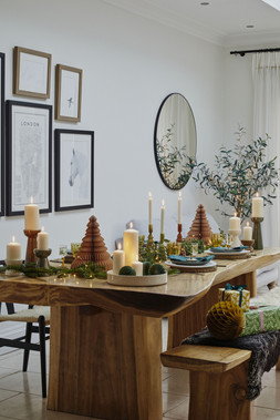 BOWEN PILLAR CANDLE HOLDER IN LINEN AND MOSS, BOWEN CANDLE PLATE IN LINEN ABND MOSS £7.99 TO £24.99