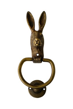 CAST IRON HARE DOOR KNOCKER ANTIQUE BRASS H23.5CM W10.5CM £29.99