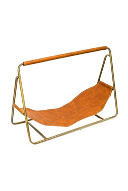 Contemporary Antique Brass Log Holder With Hanging Leather &pound;124.99