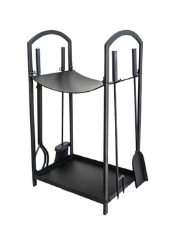 CURVED LOG HOLDER WITH COMPANION SET BLACK £129.99