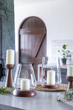 AW25 Ivyline - HARVEY WALNUT TAPERED DOME LANTERN 44.99 & HARVEY WALNUT CYLINDER LANTERN £49.99