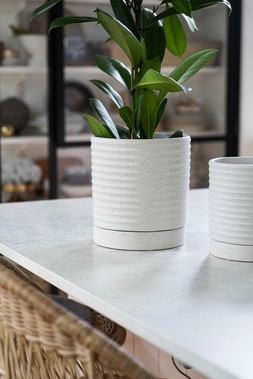 Luna Stoneware Planter & Saucer White H15cm D14cm &pound;15.99 2