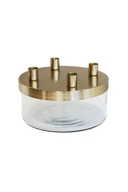 METAL CANDLE HOLDER WITH GLASS BOWL GOLD H9CM D20CM £39.99