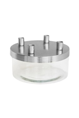 METAL CANDLE HOLDERWITH GLASS BOWL SILVER H9CM D20CM £39.99