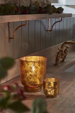 METALLIC GLASS HOLDER IND BRONZE COPPER, GOLD AND BRONZE £12.99 TO 24.99