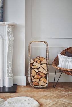 Natural Rattan Tall Log Storage H90cm W35cm &pound;129.99.