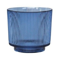 Navy Ribbed Glass Holder &pound;17.99