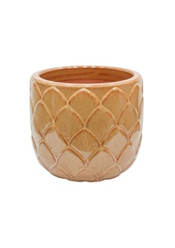 OUTDOOR BRAMLEY MUSTARD GLAZED PLANTER H21.5CM D24CM