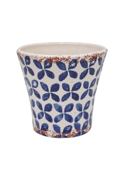 PORTO BLUE TILE TAPERED PLANTER H14.5CM D16CM £14.99