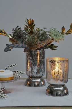 Regency Metallic Tiered Vase Silver H23.5Cm D15Cm &pound;39.99, Regency Metallic Tiered Vase Silver H27.5Cm D15Cm &pound;44.99