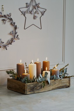 Ribbed Pillar Candle Taupe 180Mm &pound;8.99 2