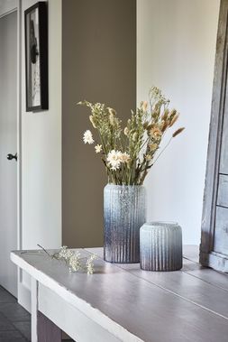 VERRE FROSTED RIBBED GLASS ATLANTIC BLUE VASE &pound;24.99, VERRE FROSTED RIBBED GLASS ATLANTIC BLUE TALL VASE &pound;49.99