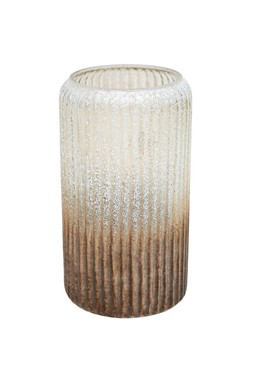 Verre Frosted Ribbed Glass Gold Vase H25.5cm W14.5cm &pound;34.99