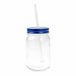 Hobbycraft Blue Glass Drinking Jar with a Straw &pound;1.50 Cut Out