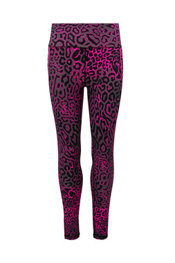 Grey with Pink Leopard Ray Full Length Active Leggings