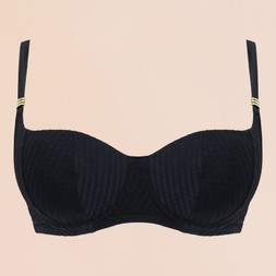 Jet Set Padded Balcony Bikini Top Black £37