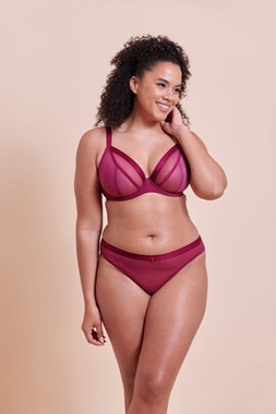 LIGHTSTYLE BERRY PURPLE PLUNGE BRA £29 €44 USD$59 CAD$72 AUD$72.95 & BRAZILIAN BRIEF £13 €20 USD$23 CAD$24 AUD$26.95