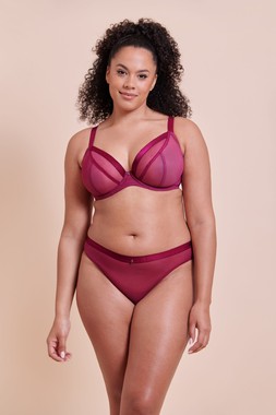 LIGHTSTYLE BERRY PURPLE PLUNGE BRA £29 €44 USD$59 CAD$72 AUD$72.95 & BRAZILIAN BRIEF £13 €20 USD$23 CAD$24 AUD$26.95