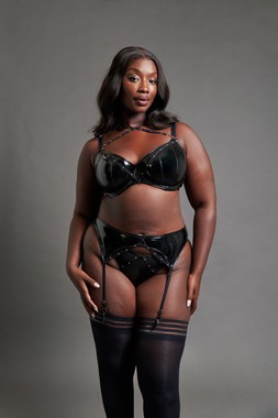 Studded Seduction Black Bra £44 €63 CAD $93 AUS $97.95, Brazilian £19 €29 CAD $35 AUS $38.95, Belt £21 €34 CAD $39 AUS $42.95 6