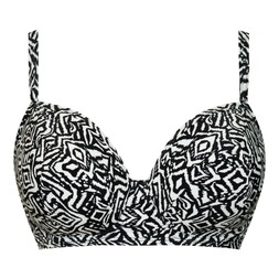 Wild Horizon Padded Balcony Bikini Top Black Print