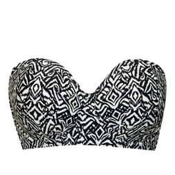 Wild Horizon Bandeau Strapless Multiway Bikini Top Black Print