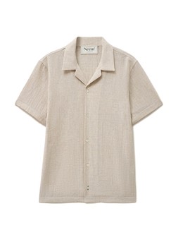 Neem London Dobby Cross Weave Stone Club Collar Kew Shirt £140 www.neemlondon.co.uk
