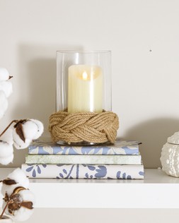 Coastal Retreat Rope Glass Candle Holder