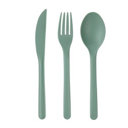 Summer Ribbed 3 Piece Cutlery Set - Green