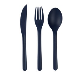 Summer Ribbed 3 Piece Cutlery Set - Navy