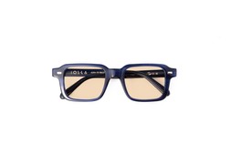 Angus in Stone Blue with Custom Tangerine lenses