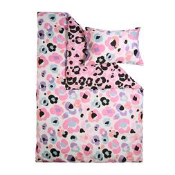 OHS Leopard Print Duvet Cover Set - Pink - Single - £11