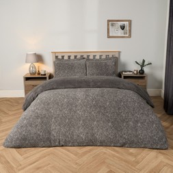OHS Teddy Marl Textured Duvet Set - Charcoal - Double -£24
