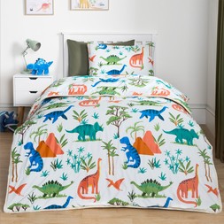 OHS Dino Coverless 10.5 Tog Duvet & Pillowcase, Multi - Single-£18
