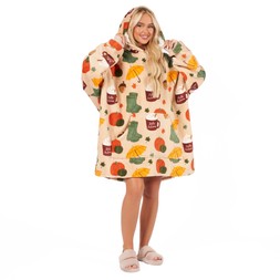 Adults Hoodie Blanket - Autumnal Print