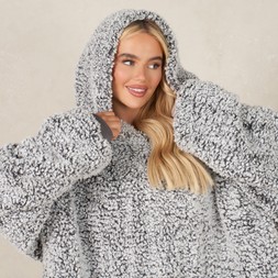Adult Hoodie Blanket - Grey-