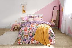 OHS Kids Safari Print Reversible Duvet Cover Set - Purple - single - &pound;11