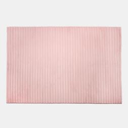 OHS Faux Fur Ribbed Rug - Blush-£34