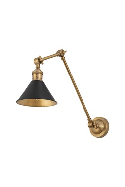 Brass and black long arm cone light